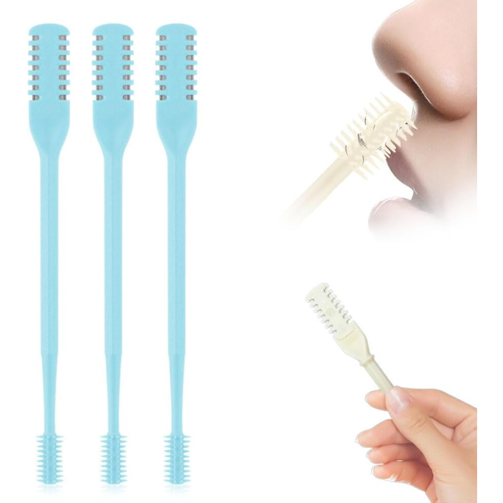 Oimg (Blue, 3 Pcs) Portable Nasal Hair Cutter Â Double Sided 360 Rotating Trimmer
