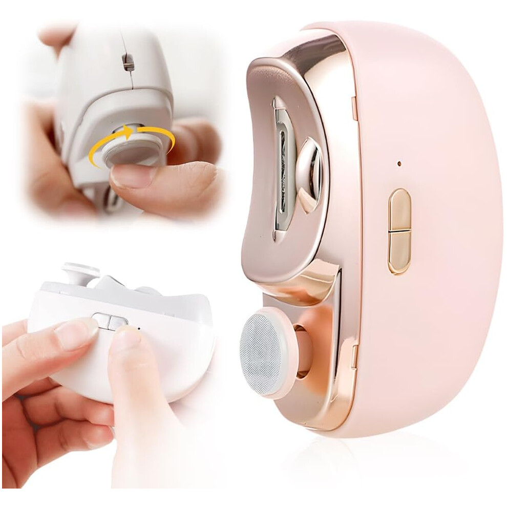 Oimg Pink (, -) Electric Nail Clipper Â 2 In 1 Polishing Automatic Trimmer With Led