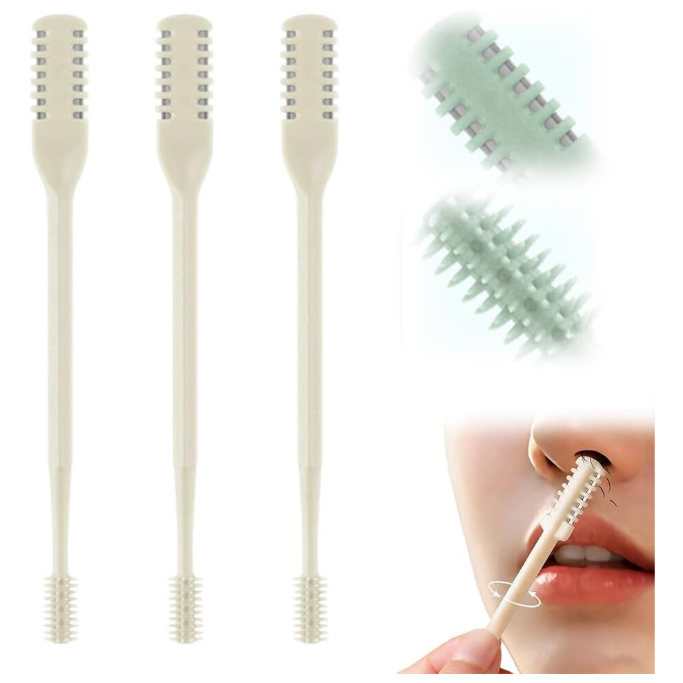 Oimg (Beige, 3 Pcs) Nasal Hair Cutter Â 360 Rotating Double-Sided Nose Trimmer For Travel