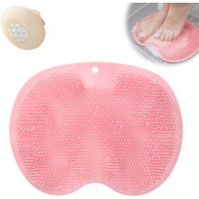 (Pink, -) Drhnička na nohy a chrbát do sprchy, silikónová podložka s prísavkou do kúpeľa