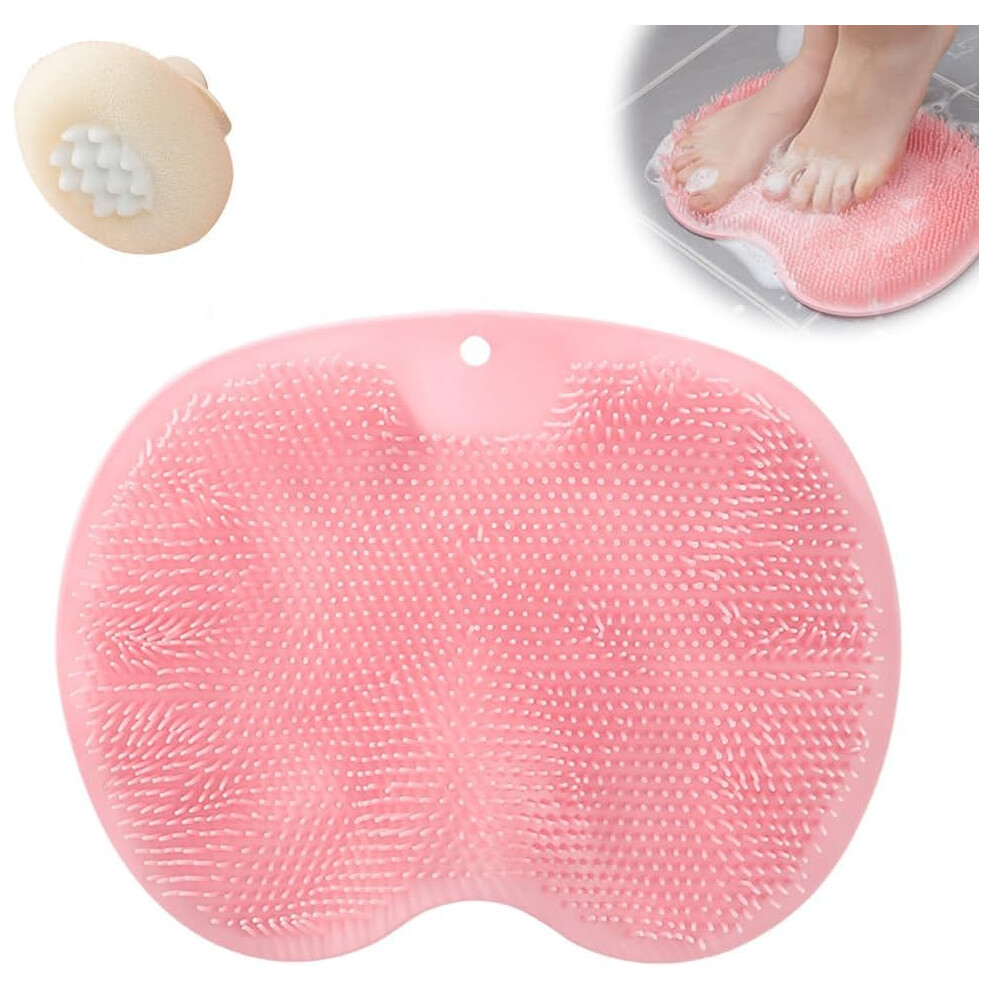 Oimg Pink (, -) Shower Foot & Back Scrubber Â Silicone Mat With Suction Cup For Bath