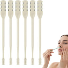 (Beige, 6 Pcs) Nasal Hair Cutter – 360 Rotating Double-Sided Nose Trimmer for Travel