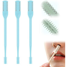 (Blue, 3 Pcs) Nasal Hair Cutter – 360 Rotating Double-Sided Nose Trimmer for Travel