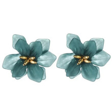 (Green) Summer Creative Gifts Exaggerated Acrylic Flower Holiday Earrings Sweet Water Drop Earrings Statement Jewelry Accessories Gifts