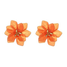 (Orange) Summer Creative Gifts Exaggerated Acrylic Flower Holiday Earrings Sweet Water Drop Earrings Statement Jewelry Accessories Gifts