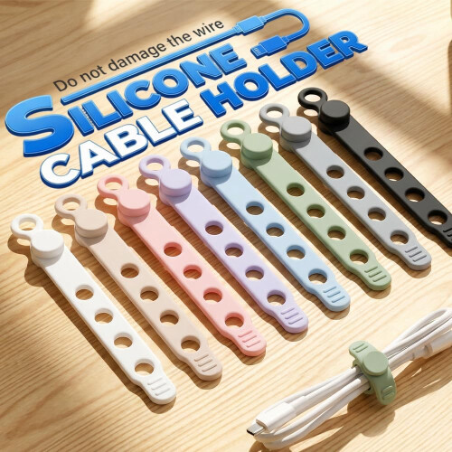 (8pcs, -) Legacci cavi silicone riutilizzabili, organizer cuffie e ufficio 1