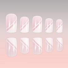 Pack Of 24 Short Oval Pink False Nail With Glossy Finish For Natural Look
