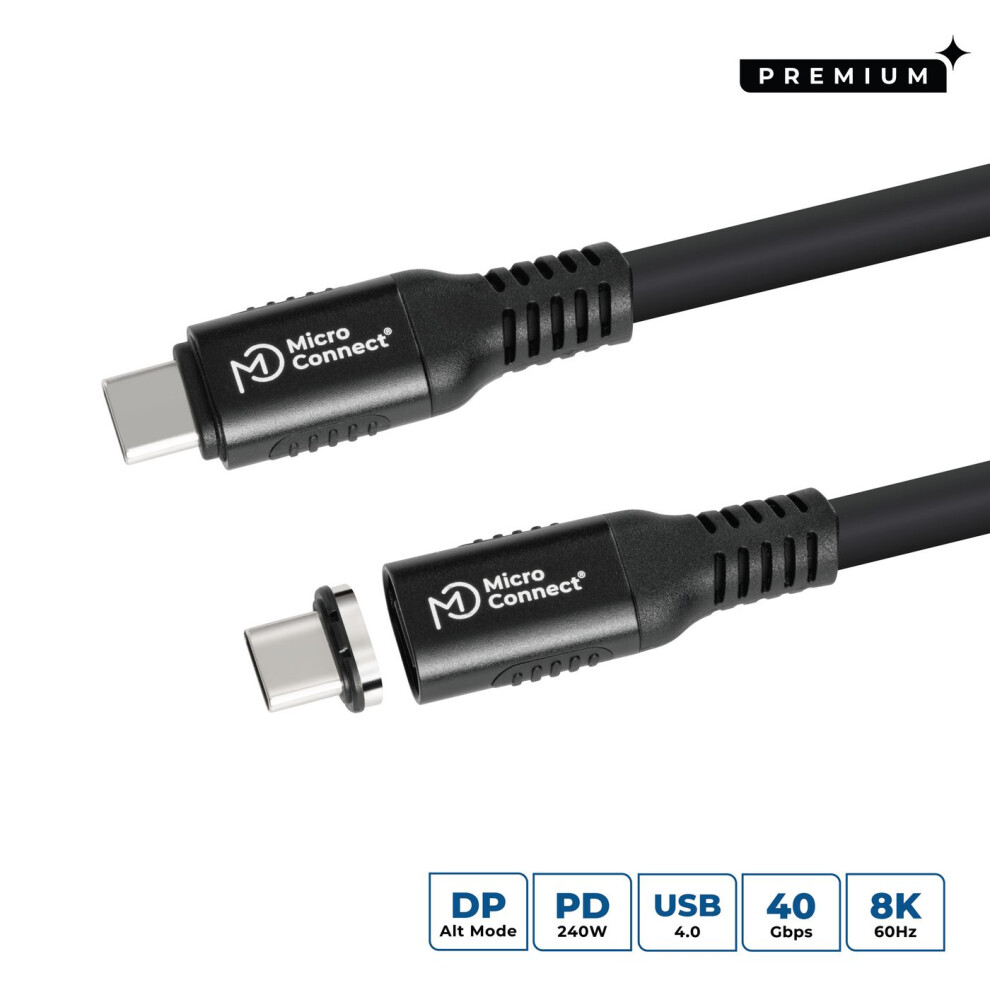 Microconnect Usb-C To Usb-C Cable 05M Premium Magnetic Silicone 240W 8K 40Gbps Usb4 5715063709047