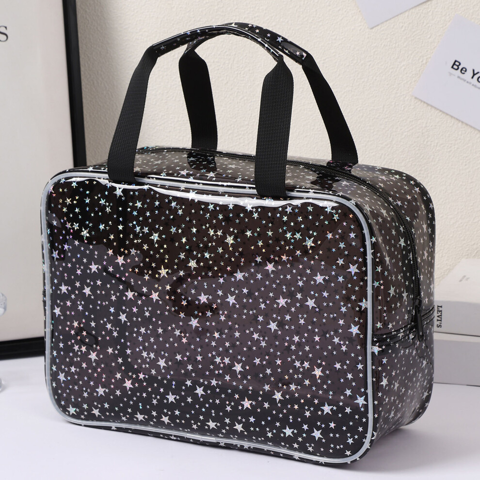 Large Capacity Star Pattern Cosmetic Bag Waterproof PVC Toiletry Organizer Blue