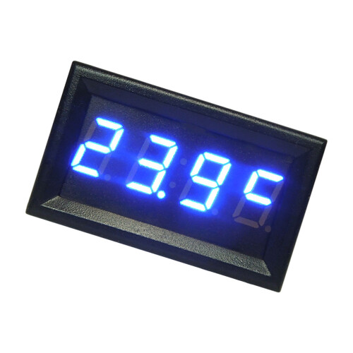 Multifunction Automotive Voltage Meter With External Temperature Probes & Clock Blue
