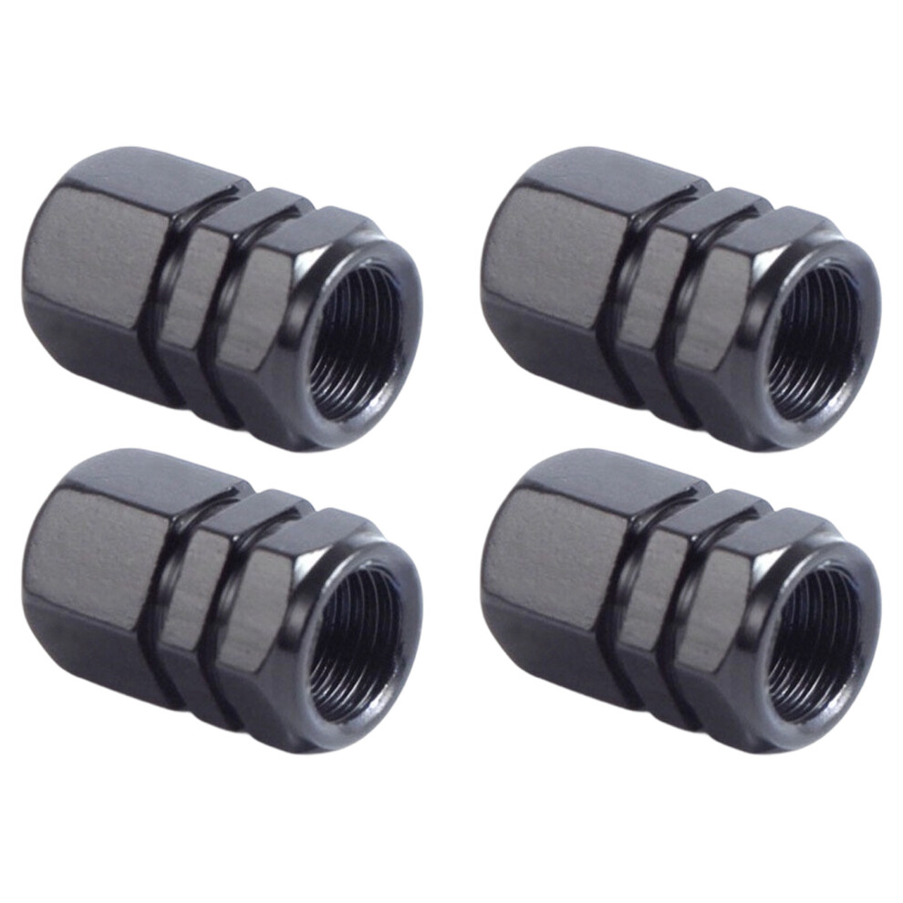 4Pcs Aluminum Car Tire Adapter Caps Hex Alloy Tyre Adapter Stem Cover Air Dust Cap Black 7754004655607