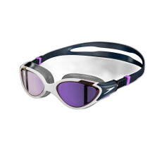Speedo Women's Biofuse 2.0 Swimming Goggles | Female Design | Patented Adjust Mechanism | Anti-fog | Anti-leak | Comfort Fit Goggles, White/True Navy