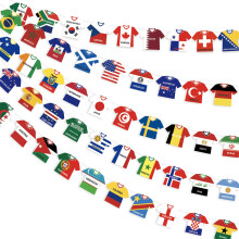 AhfuLife 1 Pack Preassemble World Flag Bunting for World Cup Party Decorations 2026, 48 Teams Double Sides Paper Jersey Flags Banner for World Cup Fo