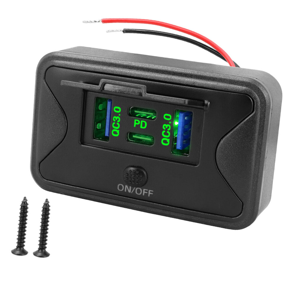 Universal 4 In 1 Vehicle Charging Power Adapter With Double 30W Pd And 18W Qc3.0 Green 7754004646810