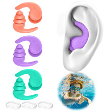 Swimming Ear Plugs for Kids 6-14,3 Pairs Waterproof Reusable Silicone Swim Earplugs for Swimming Surfing Snorkeling and Other Water Sports (Kids 6-14