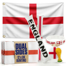 2026 World Cup Supporter Set – 3x5ft England Flag, Bunting,