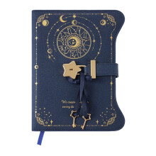 Retro Diary Notebook With Lock and Key PU Leather Journal 360 Pages For Students Navy blue