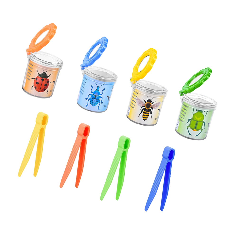 4Pcs Insect Observation Box With Magnifier And Tweezer For Kids Science