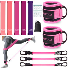 Mexlyca Resistance Bands Set – Resistance Band and Adjustable Ankle Exercise Bands with cuffs for Training, Working Out, Yoga,Home Gym with Training
