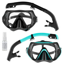 Snorkel Set Adults, Scuba Snorkelling Packages with 180 Panoramic Anti-Fog Tempered Glass Snorkel Mask