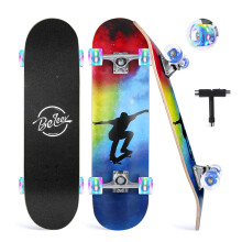 BELEEV Skateboards, 31 x 8 inch Complete Skateboard for Beginners, 7 Layer Canadian Maple Double Kick Deck Concave Cruiser Trick Skateboard for Kids