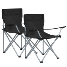SONGMICS Folding Camping Chairs, Set of 2 Outdoor Chair, with Armrests, Cup Hold