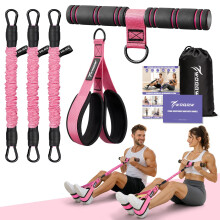 WOQQW Multifunction Pedal Resistance Band with Handle, Upgraded 3 Tube Adjustabl