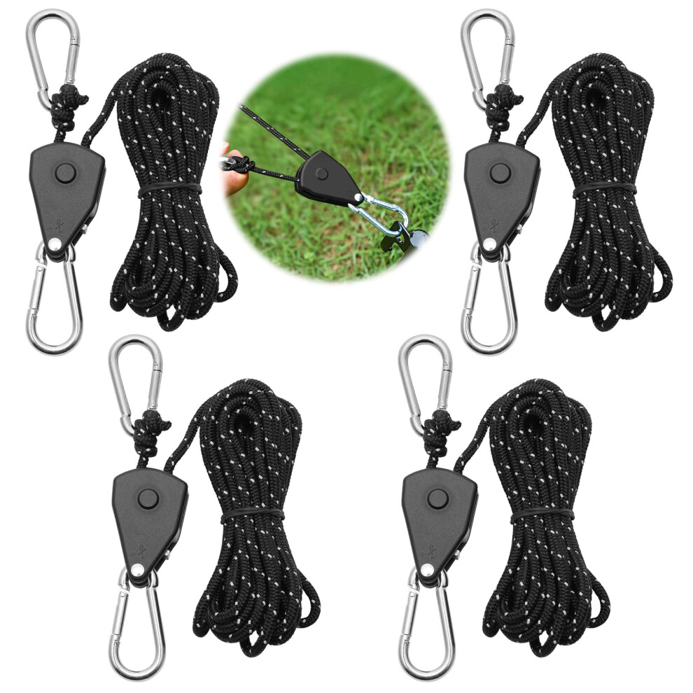 Photos - Climbing Gear 4 Pcs Reflective Tent Guy Ropes, 4 mm Ratchet Ropes with Rope Tensioner, 4 M Adjustable Outdoor Tent Guide Rope Ratchet Hang