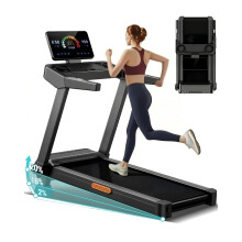 CURSOR FITNESS Foldable Treadmill for Home with 20% Incline, 14KM/H Folding Treadmills with Handles, Portable Indoor Running Machine with 180KG Weigh