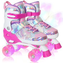 Nattork Kids Roller Skates for Girls Boys Kids, 4 Sizes Adjustable Quad Skates Butterfly and Flower with All Light up Wheels - Birthday Gift for Indo