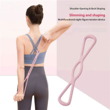 Rubber 8 Shape Yoga Resistance Band Pull Rope for Shoulder Stretching and Back Purple