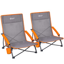 Portal Folding Beach Chair Low Lightweight 2 PCs Portable for Adults Foldable Beach Seat Camping Festival Picnic Deck Chair Outdoor Collapsible with