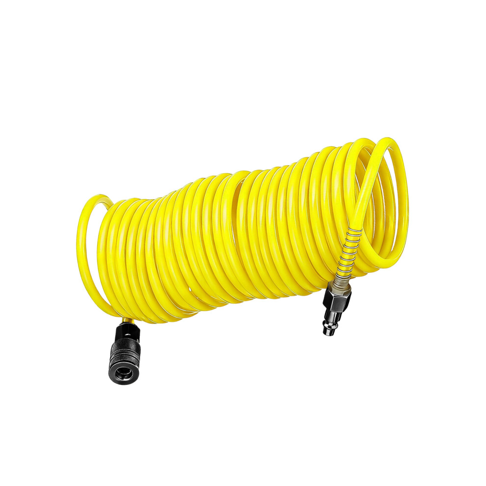 Pneumatic Tool Part Coiled Flexible Air Hose Air Compressor Hose 7.5M Tubing Yellow 7754004655249