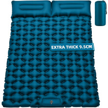Sleeping Pad Camping Mat Double 9.5CM Thickness, 204x130CM Self Inflating Camp Mattress Outdoor Ultralight Air Bed Built-in Foot Pump Waterproof