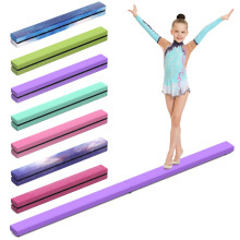 Erreyht Leather Balance Beam, Purple Gymnastics bar 2.1m/220 lbs Faux Suede, Folding Gymnastics Equipment for Birthday Gym Home Training Exercise Spo