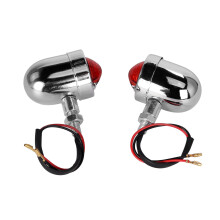 2Pcs Retro Motorcycle Turn Lights Aluminum Alloy Signal Lamp For Cruiser Electric red