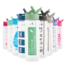 Polar Gear 750ml Motivational Water Bottle With Straw - SK Ecozen Recycled Plastic Sports Water Bottle with Time Markings – Dishwasher Safe, BPA Fre