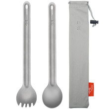 TiTo Titanium Long Handle Spork and Spoon Eco-Friendly Ultralight Portabale Flatware for Outdoor Camping Backpacking Hiking Travel Picnic Tableware w