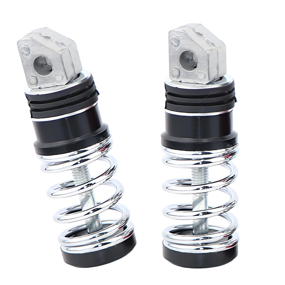 2Pcs Universal Motorcycle Footrest With Anti Vibration Spring Shock Absorption Black 7754004635630