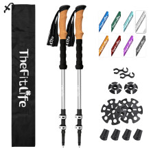 TheFitLife Trekking Poles - Lightweight 7075 Aluminum Hiking Sticks with Cork Grips, Adjustable Telescopic Design, Metal Flip Lock for Men & Women -