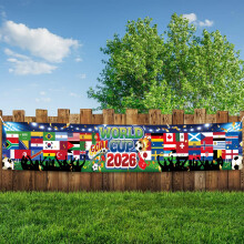 World Cup 2026 Banner Large Football Backdrop with National Flags