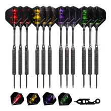 GWHOLE 12 Pcs Tip Darts with National Flag Flights, Extra 16 Flights and 12 Shafts Included