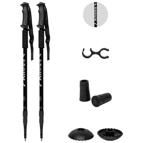 Andes Telescopic Extending Adjustable Antishock Hiking/Walking Poles Black