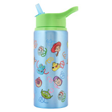 Disney Polar Gear Toy Story Aluminium Water Bottle with Straw, Blue, 600ml, Featuring Woody, Jessie, Buzz Lightyear Characters