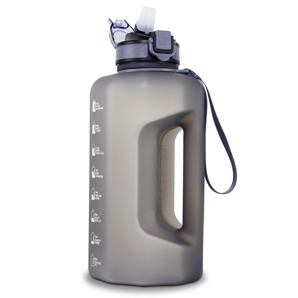 GEMFUL 2.2L Large Water Bottle Motivational with Straw BPA-Free, Leakproof Sports Bottle, Ideal for Gym, Running, Sports Outdoor (Grey)-image-OPC-PVMTS7P-NEW