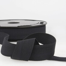 Black 3m 100% Cotton Twill Tape - Soft Flexible Tape for Binding, Edging, Bunting, Aprons & Crafts - 14mm Wide - Packaged Length, No Joins - Giddy Sq