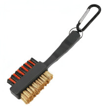 Portable Golf Club Groove Cleaner Brush, Dual Sided Metal Nylon Bristle Golf Cleaning Tool, Durable Golf Bag Accessory Easy Clip On Golf Bag for Golf
