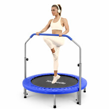 SereneLife Foldable Trampoline for Adults and Kids 91/102cm, Indoor Outdoor Mini Fitness Rebounder with Foam Handle, Compact Exercise Equipment for H