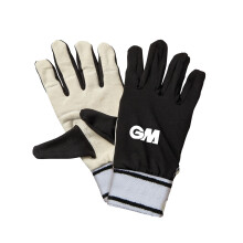 Gunn & Moore GM | Wicket Keeping Full Inner Gloves Cricket | Lycra Back & Padded Chamois Leather Palm | Sweatband with Closure | Black Thumb & Back G
