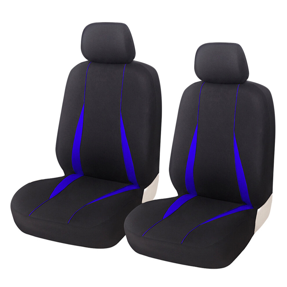 Premium Car Seat Protector Contrast Color Pattern Universal Nonslip Front 2 Seats Blue 7754004621770